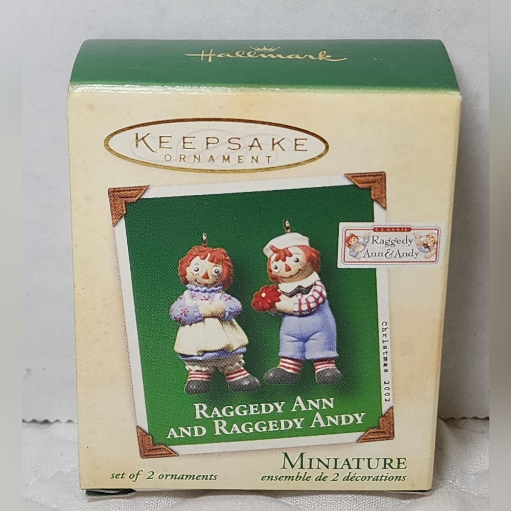 Hallmark 2002 Keepsake Miniature Ornament Raggedy Ann & Raggedy Andy NEW!